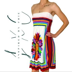 Just Love Bright Colorful Sunflower Strapless Sundress
